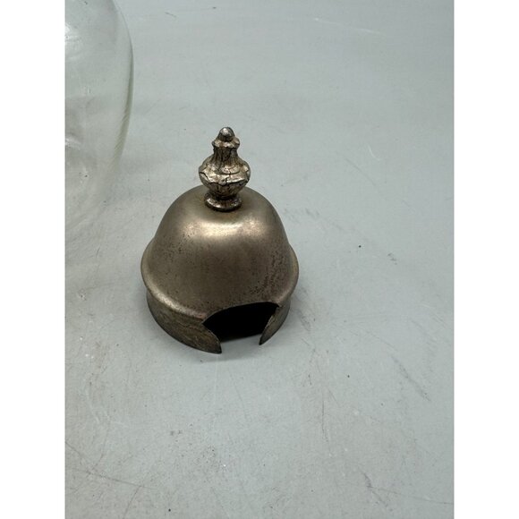 Vintage Glass Carafe Ornate Metal Handle & Lid 8=10.5" Tall Elegant Design READ - Picture 9 of 12